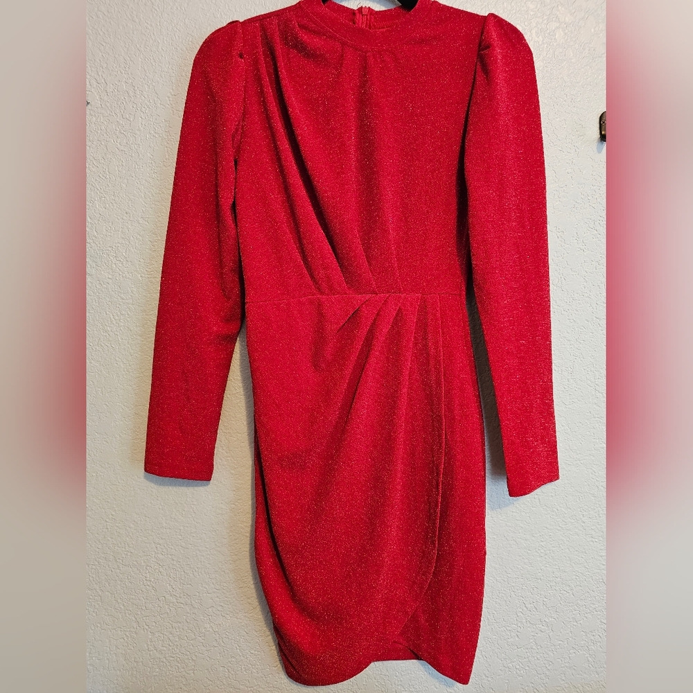 Sparkly red long sleeve dress
